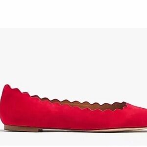 J Crew Factory Suede Scalloped Ballet Flats
